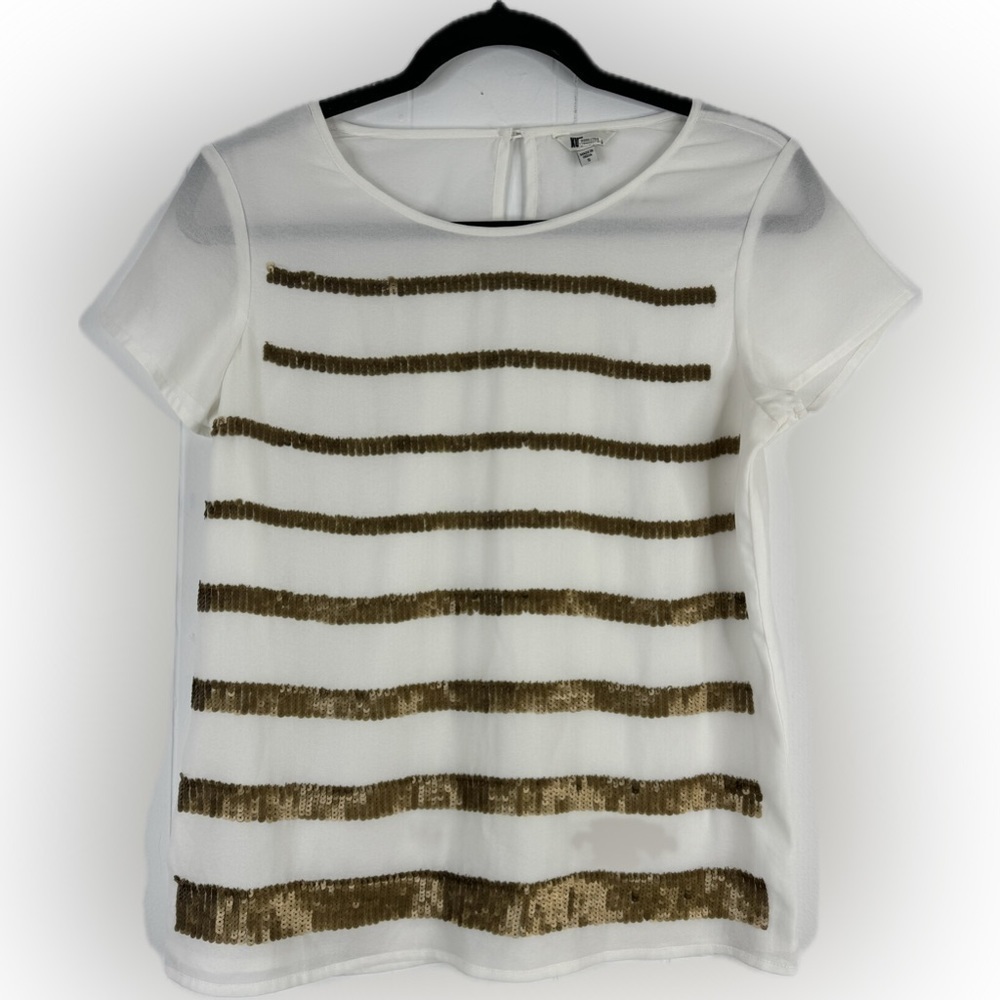 Kut from the Kloth Bronze Sequin Sheer Blouse Small